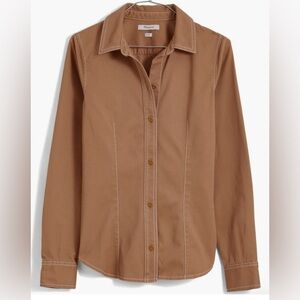 NWT Madewell Brown Darted Button Up Long Sleeve Shirt Women's 0
